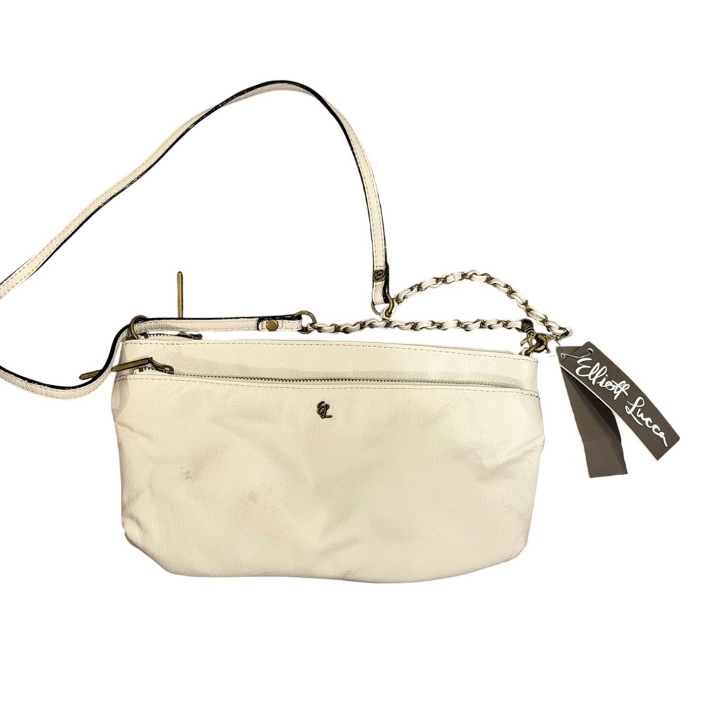 Elliott Lucca Stone Leather Crossbody Bag Gold Chain Strap 107542 NWT